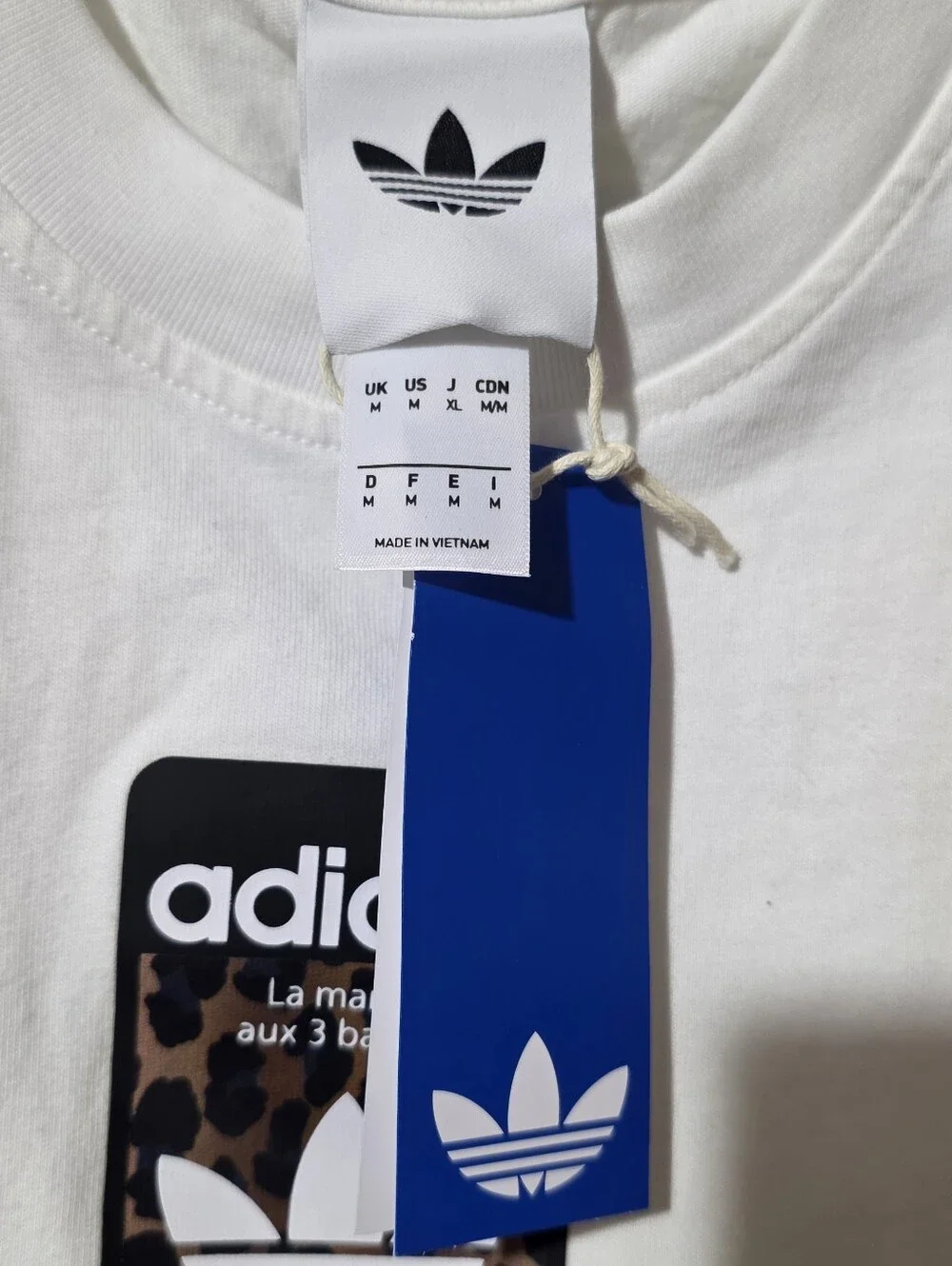 Adidas White Tee with Leopard Trefoil Patch Label
